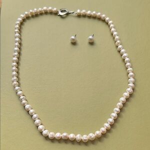 Elegant Pearl Necklace and Earring Set